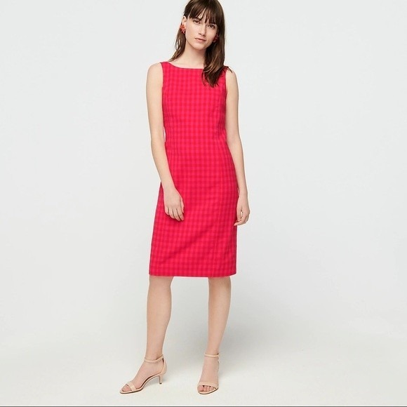 J.Crew Dresses & Skirts - J.Crew Pink‎ Gingham Sheath Midi Dress Preppy Old Money Coastal Size 0 NWT